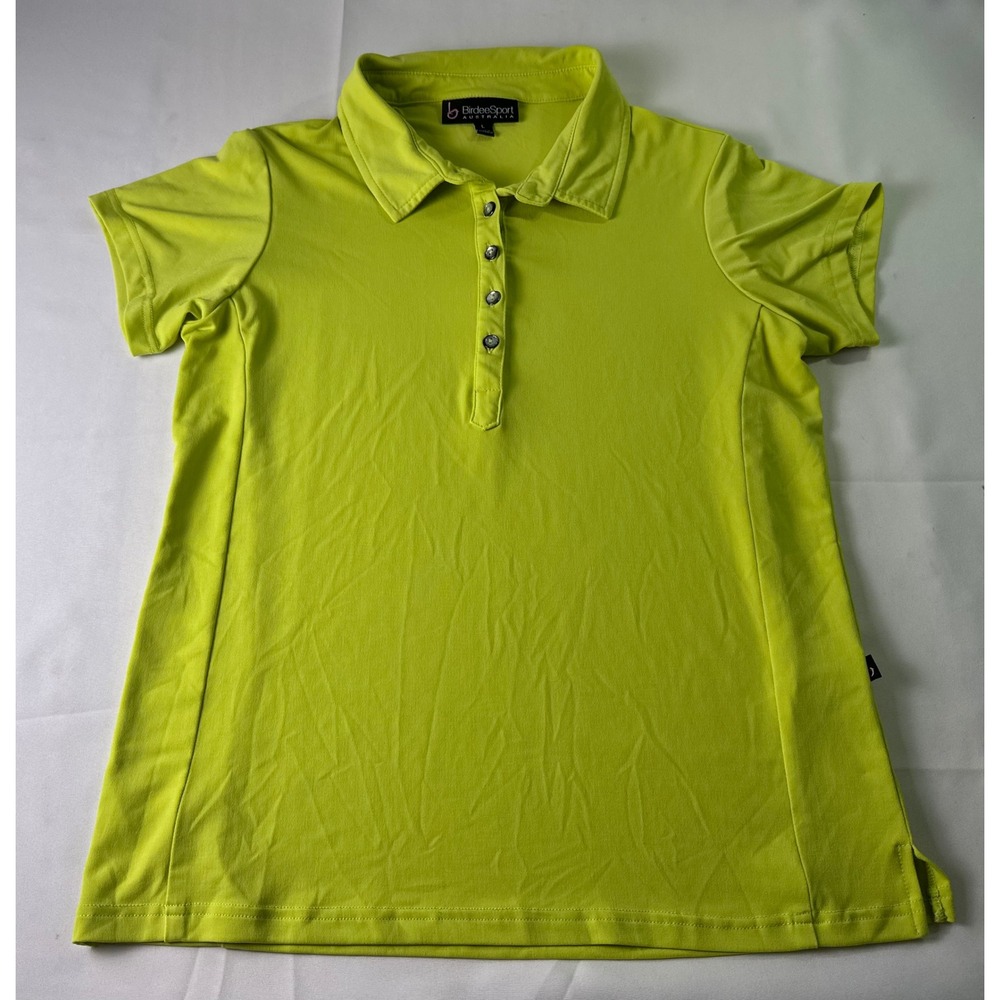 BirdeeSport Australia Womens Golf Polo Shirt Top Chartreuse Green‎ Size L